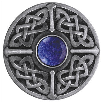 Notting Hill NHK-158-AP-BS: Celtic Jewel Cabinet Knob - Blue Sodalite/Antique Pewter