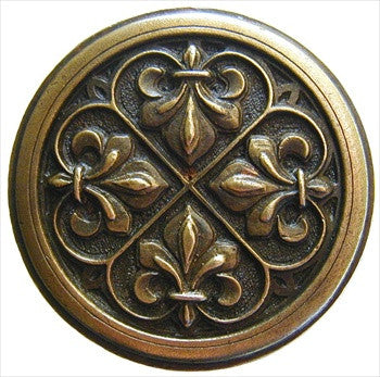 Notting Hill NHK-160-AB: Fleur-De-Lis Cabinet Knob - Antique Brass