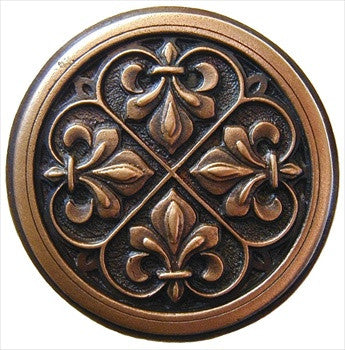 Notting Hill NHK-160-AC: Fleur-De-Lis Cabinet Knob - Antique Copper