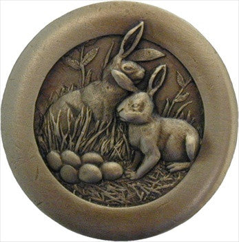 Notting Hill NHK-166-AB: Rabbits Cabinet Knob - Antique Brass