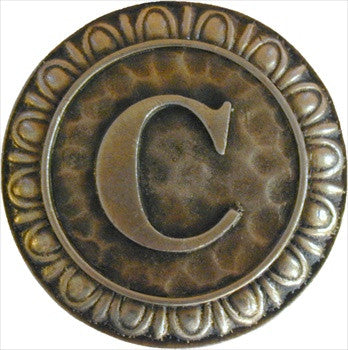 Notting Hill NHK-182-AB: Initial C Cabinet Knob - Antique Brass
