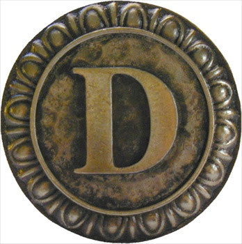 Notting Hill NHK-183-AB: Initial D Cabinet Knob - Antique Brass