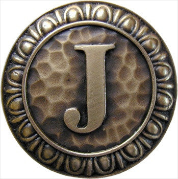 Notting Hill NHK-189-AB: Initial J Cabinet Knob - Antique Brass