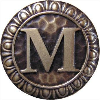 Notting Hill NHK-192-AB: Initial M Cabinet Knob - Antique Brass