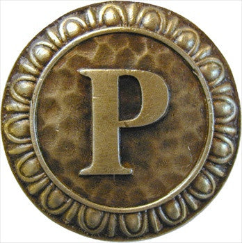 Notting Hill NHK-195-AB: Initial P Cabinet Knob - Antique Brass