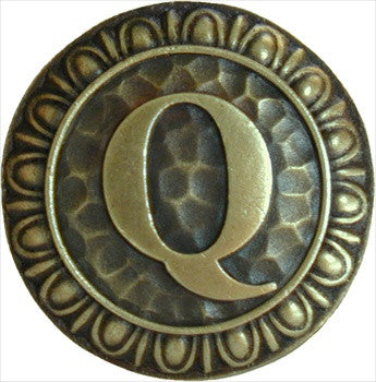 Notting Hill NHK-196-AB: Initial Q Cabinet Knob - Antique Brass