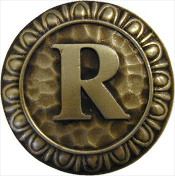 Notting Hill NHK-197-AB: Initial R Cabinet Knob - Antique Brass