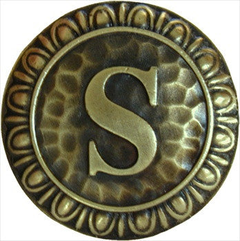 Notting Hill NHK-198-AB: Initial S Cabinet Knob - Antique Brass