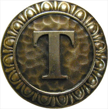 Notting Hill NHK-199-AB: Initial T Cabinet Knob - Antique Brass