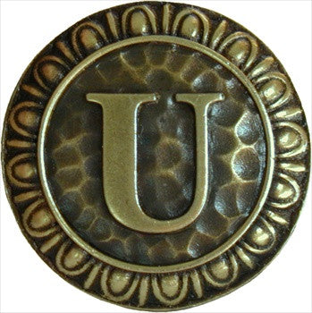 Notting Hill NHK-200-AB: Initial U Cabinet Knob - Antique Brass