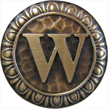 Notting Hill NHK-202-AB: Initial W Cabinet Knob - Antique Brass