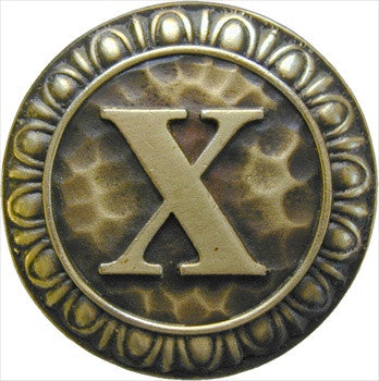 Notting Hill NHK-203-AB: Initial X Cabinet Knob - Antique Brass