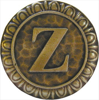Notting Hill NHK-205-AB: Initial Z Cabinet Knob - Antique Brass