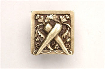 Notting Hill NHK-252-AB: Leafy Carrot Cabinet Knob - Antique Brass