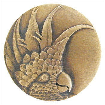 Notting Hill NHK-324-AB-L: Cockatoo (Small Left Side) Cabinet Knob - Antique Brass