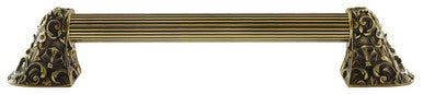 Notting Hill NHO-500-AB-12F: 8"cc Acanthus Appliance Pull w/Fluted Bar - Antique Brass