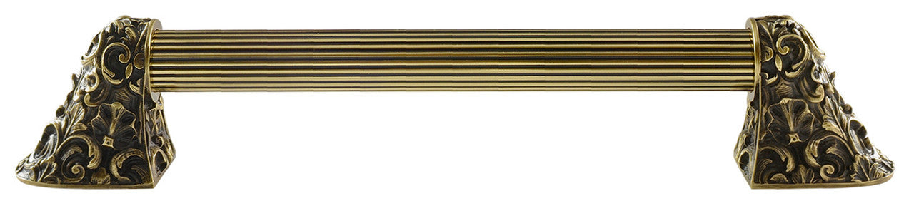 Notting Hill NHO-500-AB-14F: 10"cc Acanthus Appliance Pull w/Fluted Bar - Antique Brass