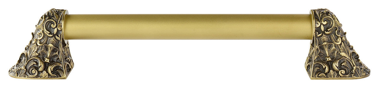 Notting Hill NHO-500-AB-14PL: 10"cc Acanthus Appliance Pull w/Plain Bar - Antique Brass
