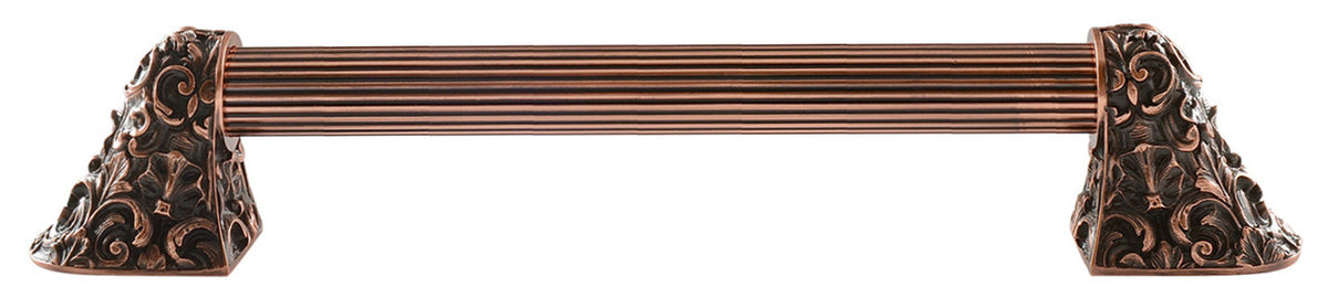 Notting Hill NHO-500-AC-16F: 12"cc Acanthus Appliance Pull w/Fluted Bar - Antique Copper