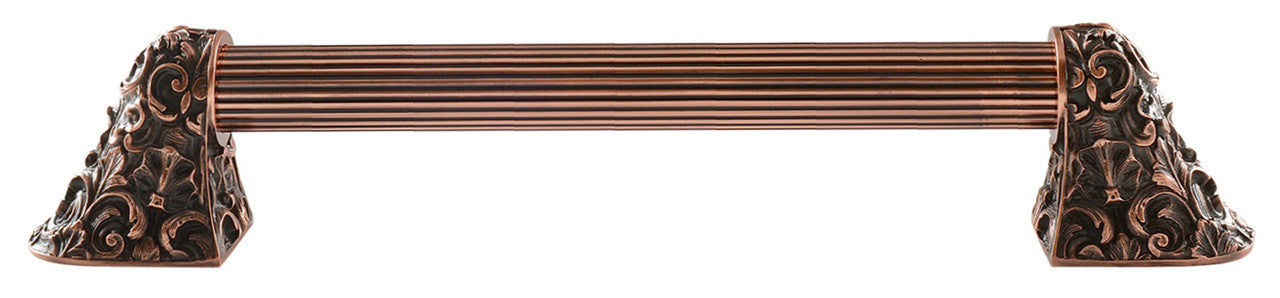 Notting Hill NHO-500-AC-14F: 10"cc Acanthus Appliance Pull w/Fluted Bar - Antique Copper