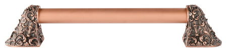 Notting Hill NHO-500-AC-16PL: 12"cc Acanthus Appliance Pull w/Plain Bar - Antique Copper