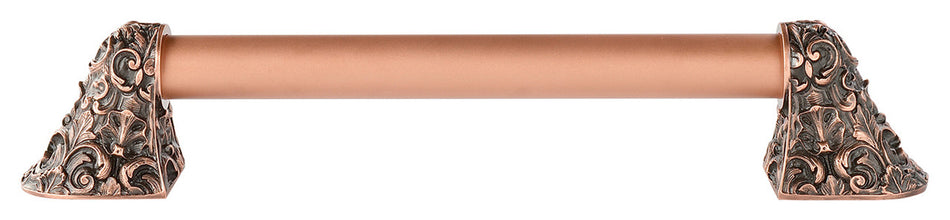 Notting Hill NHO-500-AC-16PL: 12"cc Acanthus Appliance Pull w/Plain Bar - Antique Copper