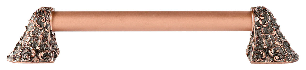 Notting Hill NHO-500-AC-12PL: 8"cc Acanthus Appliance Pull w/Plain Bar - Antique Copper