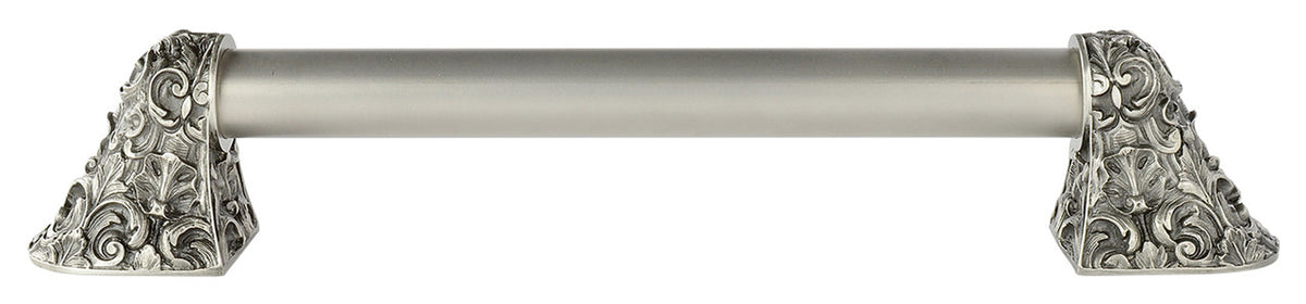Notting Hill NHO-500-AP-14PL: 10"cc Acanthus Appliance Pull w/Plain Bar - Antique Pewter