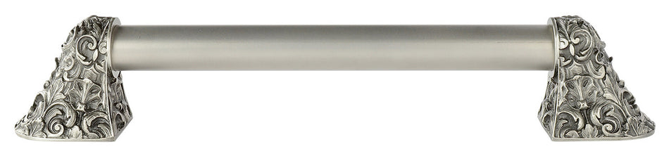 Notting Hill NHO-500-AP-12PL: 8"cc Acanthus Appliance Pull w/Plain Bar - Antique Pewter