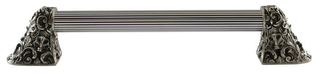 Notting Hill NHO-500-BP-14F: 10"cc Acanthus Appliance Pull w/Fluted Bar - Brilliant Pewter