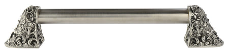 Notting Hill NHO-500-BP-16PL: 12"cc Acanthus Appliance Pull w/Plain Bar - Brilliant Pewter