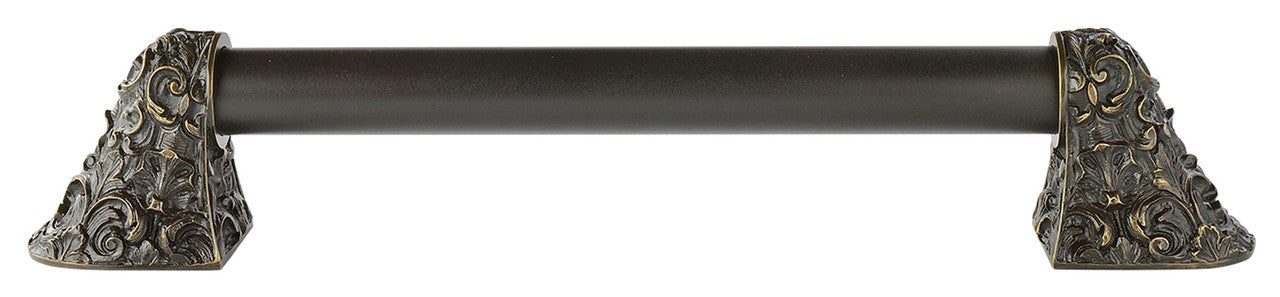 Notting Hill NHO-500-DB-16PL: 12"cc Acanthus Appliance Pull w/Plain Bar - Dark Brass