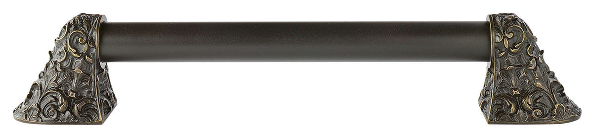 Notting Hill NHO-500-DB-14PL: 10"cc Acanthus Appliance Pull w/Plain Bar - Dark Brass