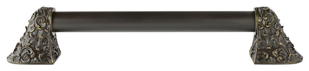 Notting Hill NHO-500-DB-14PL: 10"cc Acanthus Appliance Pull w/Plain Bar - Dark Brass