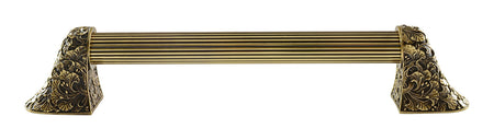 Notting Hill NHO-502-AB-14F: 10"cc Florid Leaves Appliance Pull w/Fluted Bar - Antique Brass