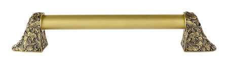 Notting Hill NHO-502-AB-14PL: 10"cc Florid Leaves Appliance Pull w/Plain Bar - Antique Brass