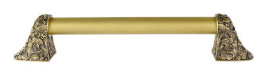 Notting Hill NHO-502-AB-14PL: 10"cc Florid Leaves Appliance Pull w/Plain Bar - Antique Brass