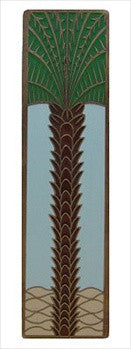 Notting Hill NHP-322-AB-B: 3" cc Royal Palm Cabinet Pull (vertical) - Pale Blue/Antique Brass