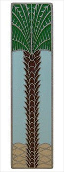 Notting Hill NHP-322-AP-B: 3" cc Royal Palm Cabinet Pull (vertical) - Pale Blue/Antique Pewter