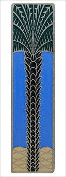 Notting Hill NHP-322-AP-C: 3" cc Royal Palm Cabinet Pull (vertical) - Periwinkle/Antique Pewter