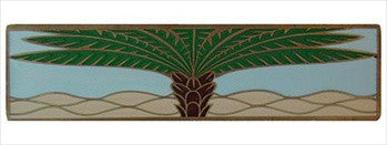 Notting Hill NHP-323-AB-B: 3" cc Royal Palm Cabinet Pull (horizontal) - Pale Blue/Antique Brass