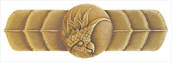Notting Hill NHP-326-AB-L: 3" cc Cockatoo (Horizontal Left Side) Cabinet Pull - Antique Brass