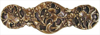 Notting Hill NHP-602-AB: 3" cc Florid Leaves Cabinet Pull - Antique Brass