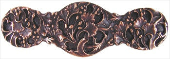 Notting Hill NHP-602-AC: 3" cc Florid Leaves Cabinet Pull - Antique Copper