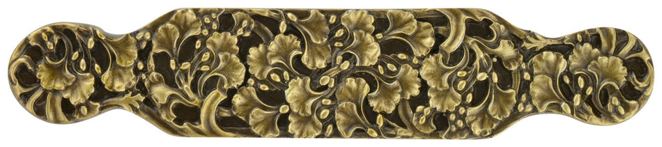 Notting Hill NHP-604-AB: 5" cc Florid Leaves Cabinet Pull - Antique Brass