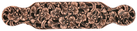 Notting Hill NHP-604-AC: 5" cc Florid Leaves Cabinet Pull - Antique Copper