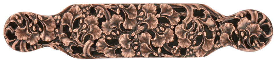 Notting Hill NHP-604-AC: 5" cc Florid Leaves Cabinet Pull - Antique Copper