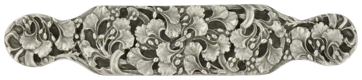 Notting Hill NHP-604-AP: 5" cc Florid Leaves Cabinet Pull - Antique Pewter