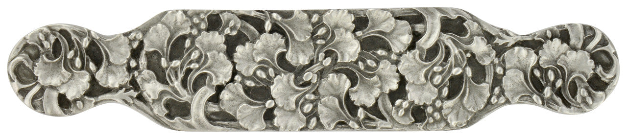 Notting Hill NHP-604-AP: 5" cc Florid Leaves Cabinet Pull - Antique Pewter