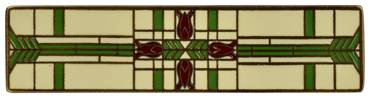 Notting Hill NHP-617-AB-A: 3" cc Prairie Tulips Cabinet Pull - Spring Green/Antique Brass